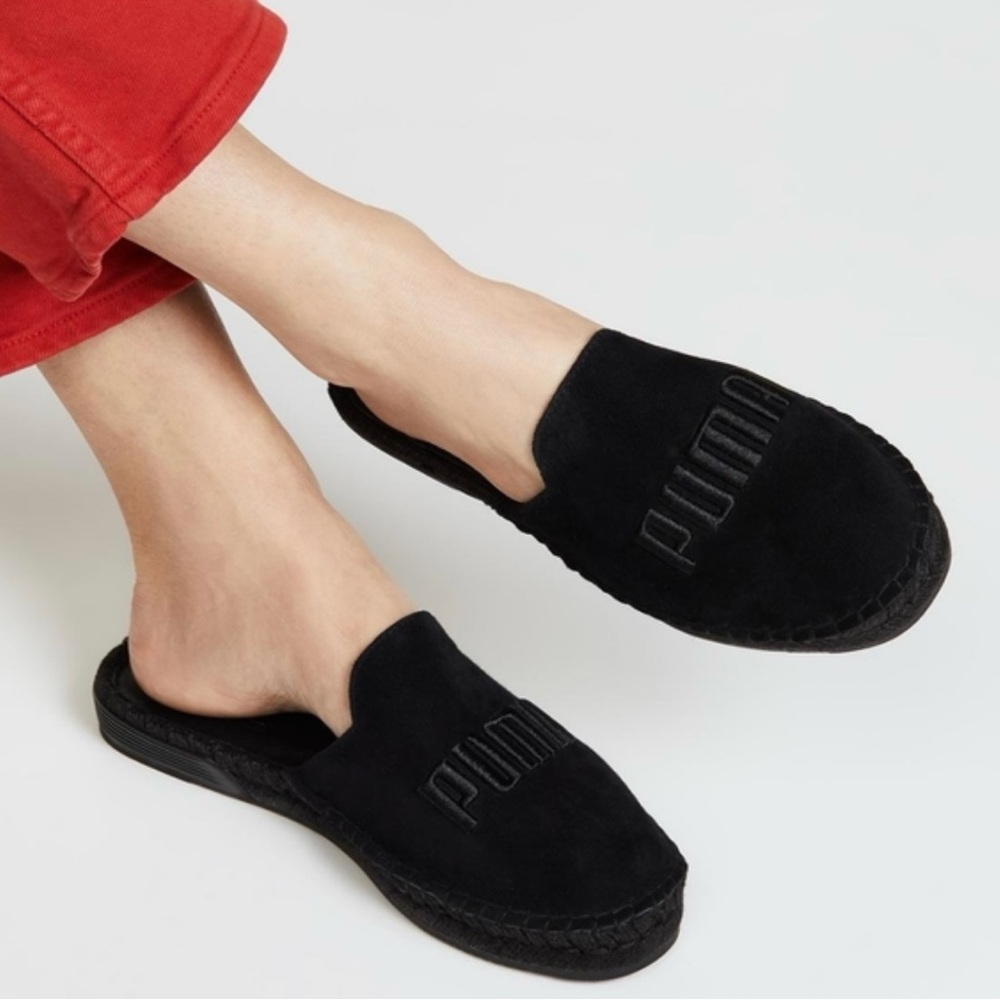 New Fenty Puma By Rihanna Suede Womens 7.5 Espadrilles Black With Dust Bag & Box